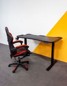Compre un gran <span class=keywords><strong>escritorio</strong></span> de juego para computadora, de metal negro, eléctrico, con luces LED, para computadora portátil, PC, RGB, estilo carreras. - Product Image 4