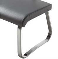 Banc de salle à manger gris en cuir synthétique avec pieds chromés Bancs rembourrés Dossier Tables à manger Bureau à domicile Utilisation en atelier
