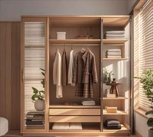 Armoire moderne en bois mélaminé simple, designs en bois, dressing - Product Image 3