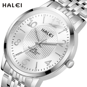 Envío Directo HALEI Nuevo Reloj Original de Cuarzo con Números Árabes, Puntero de Acero Inoxidable, Movimiento Japonés, Venta al por Mayor - Product Image 4