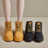 Nouvelles bottes de travail à tige haute pour l'automne et l'hiver avec semelles épaisses et antidérapantes, bottes à la cheville pour femmes avec une hauteur accrue à l'intérieur
