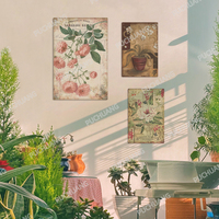 Vente en gros de décoration murale vintage en étain pour jardin floral, signe en métal de fleur rustique fantaisiste, pièce décorative, décoration murale en étain