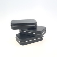 Mini petit conteneur vide étui Portable pour savon menthe biscuit petite boîte en métal noir avec couvercles à charnière