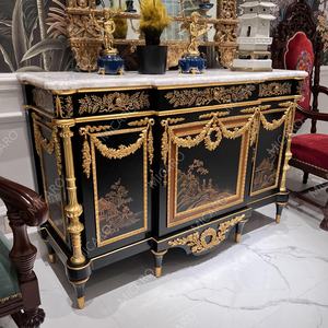 Armoire de table <span class=keywords><strong>console</strong></span> de salon de sculpture à la main en marbre en bois massif classique français de luxe - Product Image 2