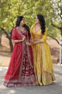 Ensemble Lehenga Choli & Dupatta en tissu jacquard pure viscose teintable de créateur en vente à l'exportation depuis l'Inde - Product Image 6