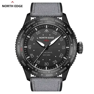 Montre à quartz solaire NORTH EDGE MACH 2026 pour homme, étanche 50M, montre de sport pour pilote, lumineuse, respectueuse de l'environnement - Product Image 1