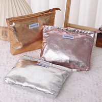 Sacs cosmétiques en Pu à paillettes brillantes à logo personnalisé pochette à fermeture éclair portable pour femmes pochette de maquillage à paillettes trousse de toilette sac de rangement