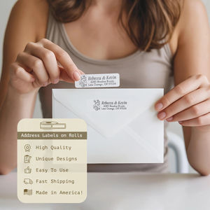 Étiquettes d'<span class=keywords><strong>adresse</strong></span> personnalisées sur rouleaux, autocollants d'<span class=keywords><strong>adresse</strong></span> de retour de mariage personnalisés, étiquettes blanches transparentes pour enveloppes d'envoi - Product Image 1