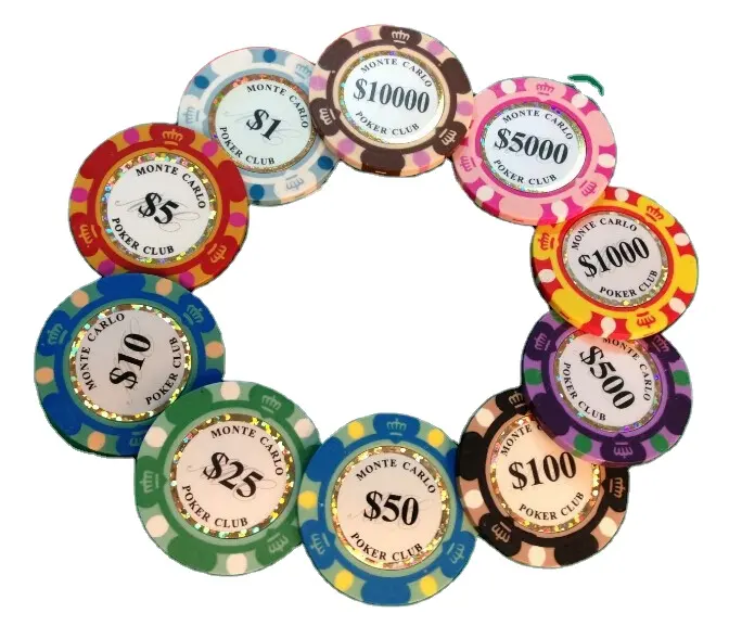 3 tons 14g argila coroa casamento poker chip