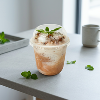 Gobelet jetable transparent pour milkshake, smoothie, dessert, crème glacée, boisson froide avec couvercle à grand trou
