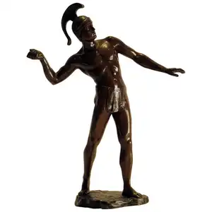 Oude Romeinse Soldaat Bronzen Standbeeld Metalen Man Figurine Sculptuur