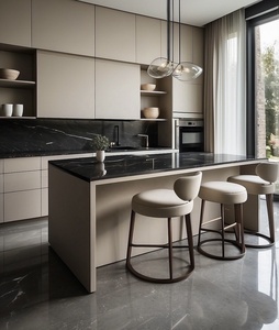 Cbmmart hiện đại tủ bếp sang trọng cao cấp màu be mờ sơn mài tùy chỉnh với tủ bếp đảo - Product Image 1