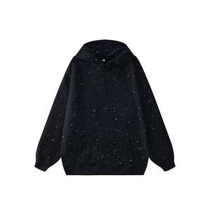 Sweat à capuche surdimensionné pour homme 400 g/m² Streetwear personnalisé noir imprimé entièrement en strass brillant Pulls d'hiver avec col à capuche - Product Image 5