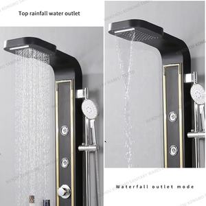 Étagère <span class=keywords><strong>de</strong></span> rangement noire à double poignée en acier inoxydable pour <span class=keywords><strong>douche</strong></span> à jet <span class=keywords><strong>de</strong></span> pluie doux et massage pour villa hôtel plusieurs couleurs - Product Image 2