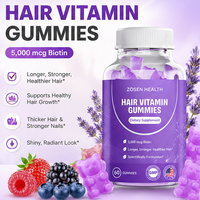 Gummies personnalisées OEM pour la croissance des cheveux, supplément vitaminique capillaire infusé à la biotine
