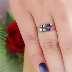 Anillo de desintoxicación corporal de hematita para terapia magnética divertida, anillo giratorio terapéutico linfático de piedra Natural de acero inoxidable ajustable para hombres - Product Image 2