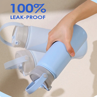 Bouteille d'eau isotherme sous vide de 22 oz avec couvercle à paille en acier inoxydable 304, anti-fuite, pour voyage et sport, OEM ODM