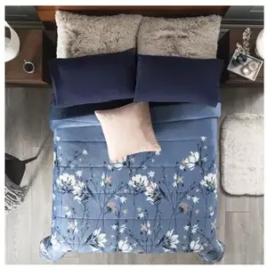 Vianney Arctic Winter Blanket Matrimonial Size <b>Floral</b> Pattern Quilted <b>Bedding</b> for Adults - Product Image 3