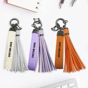 Customized luxury personalized leather wristlet tassel key chains holder