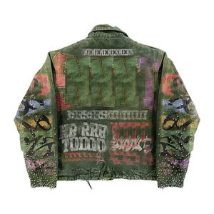 Fabricant de vestes direct d'usine 2025 Veste en jean vintage pour homme avec strass, denim avec lavage personnalisé délavé - Product Image 4