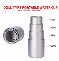 Ensemble de tasses en titane à double paroi portables 180ml/300ml/375ml/450ml, tasse de camping compacte et légère, vaisselle de voyage facile à transporter