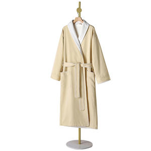 Peignoir en microfibre de satin double épaisseur Peignoir d'hôtel à motif solide Peignoir thermique longueur genou Robe de spa - Product Image 3