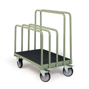 Flat Cart Warehouse Plywood Deck Metal Mobile Flat 4 Wheeled Sheet Panel Cart
