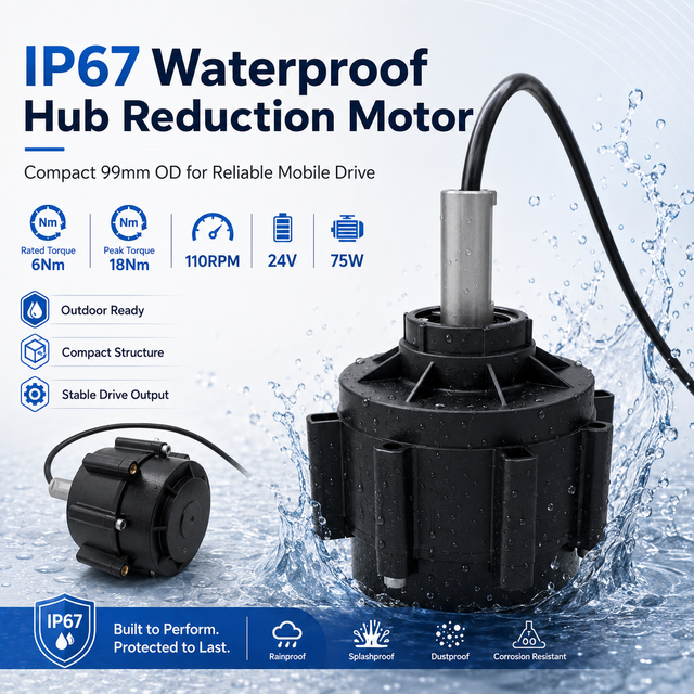 99mm Wheel Hub Motor 9.75:1 Reduction Ratio 6Nm Rated Torque Electric Drive Motor for Robotic Vacuum Lawn Mower Pool Cleaner