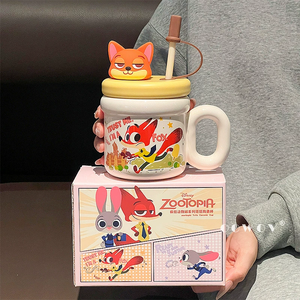 Taza <span class=keywords><strong>de</strong></span> Cerámica <span class=keywords><strong>de</strong></span> Dibujos Animados <span class=keywords><strong>de</strong></span> <span class=keywords><strong>Disney</strong></span>, Regalo <span class=keywords><strong>de</strong></span> Navidad, con Pajita y Tapa, Taza Personal para Café, Leche, Oficina y Hogar - Product Image 2