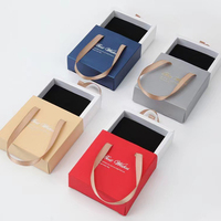 Boîte Cadeau Portable Personnalisable avec Logo, Boîtes en Papier pour Bracelets, Bagues, Boucles d'Oreilles, Boîte à Bijoux Coulissante en Satin avec Poignée