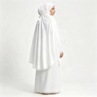Ensemble Khimar blanc pour femmes, avec capuche intégrée, vêtements modestes, vêtements musulmans islamiques, longueur au sol