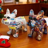 Figurine de chien pop art créative pour la maison, le bureau, le salon, artisanat pop art, bouledogue français coloré en résine, décoration d'intérieur