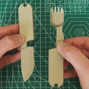 Juego de utensilios para comer 2 en 1 para acampar, cuchara y tenedor desmontables y reutilizables, combinación compacta de tenedor de acero inoxidable para acampar - Product Image 2