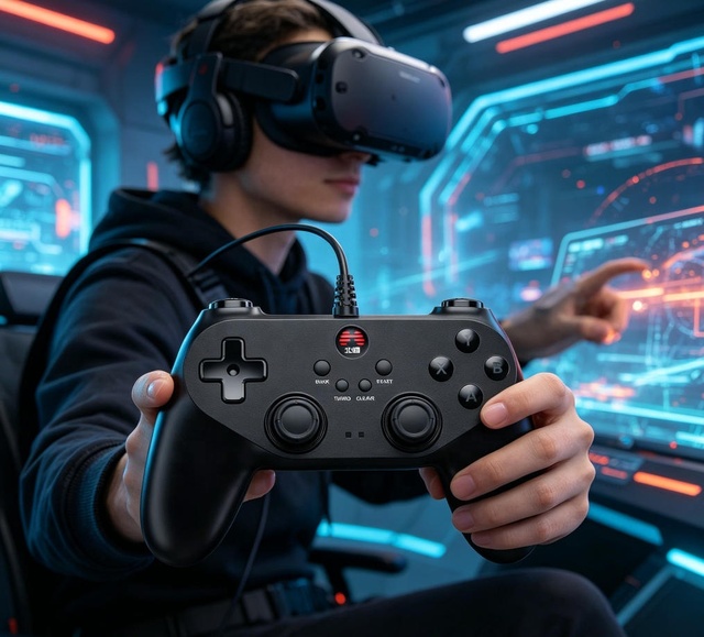 BEITONG Wired Game Controller for PC Smart TV Steam Gaming USB Gamepad Plug and Play Low Latency Dual Player Controller Joystick
