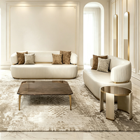 YUANCHANG Luxuriöses Gebogenes Modernes Ecksofa-Set Stoffpolsterung Edelstahl-Beine Modulares Schlafsofa für Villa-Wohnzimmer