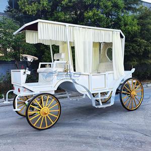 Solid Rubber Wheels Horse Carriage Pneumatic Wheels Royal White <b>Double</b> Row Luxury Sightseeing Horse Carriage with Best Quality - Product Image 2