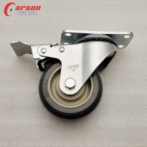 OEM Custom ized 3,5 Zoll grau Polyurethan drehbare Lenkräder mit Bremsen Spezial rollen für Trolleys Rollen - Product Image 2
