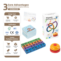 Cubes de lettres colorés en bois, jeu de construction, cartes de vocabulaire illustrées, défi sonore, préscolaire Montessori, 30 pièces, animaux
