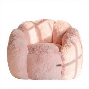 Cadeira Puff Moderna em Forma de Flor MAXYOYO em Pelúcia Sintética Ultra Macia com Braços, Sofá Grande para Leitura na Sala de Estar ou Quarto, Cor Rosa - Product Image 3