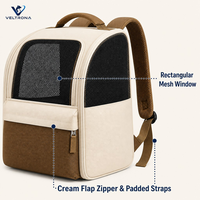 Sac à dos pliable pour animaux de compagnie avec cadre renforcé, sac de transport respirant en maille pour chat avec poignée pour animaux jusqu'à 15 livres
