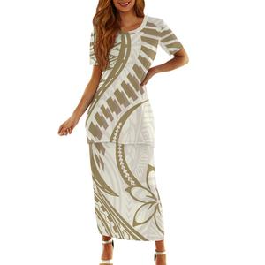 Personnalisé Polynésien Hibiscus <span class=keywords><strong>Fleur</strong></span> Grande Taille Femmes 2 Pièces Ensemble Robe Polynésie Samoa <span class=keywords><strong>Tatouage</strong></span> Noir Lâche Club Robes Puletasi - Product Image 3