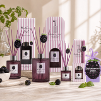 Arovi - Geurstokjescollectie met bramen en basilicum, 50ml 150ml 200ml, fruitgeur aroma diffuser met zakje en op maat gemaakte doos