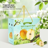 Op maat bedrukte drielaagse hoogwaardige golfkartonnen fruitgeschenkdoos met touwhandvat, grote capaciteit, ventilatiegaten, groothandelsverpakking