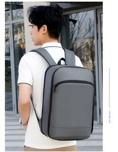 Minimalist Polyester Laptop <b>Backpack</b> Zipper Closure Water Resistant 15.6" Compartment Unisex Softback Design Striped Pattern - Product Image 6