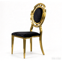Chaises de banquet empilables de luxe en acier inoxydable doré et velours noir, dernier design