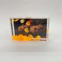 Cadre photo liquide transparent coloré en acrylique 3D de grande taille 4x6 pouces avec paillettes flottantes sur le thème d'Halloween personnalisé