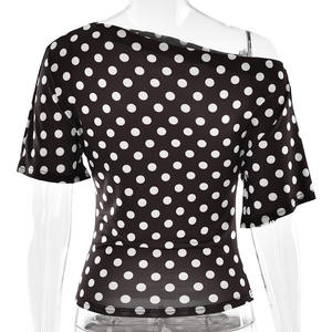 Camicia da donna a <span class=keywords><strong>pois</strong></span> a <span class=keywords><strong>pois</strong></span> aderente aderente a tracolla da donna - Product Image 3