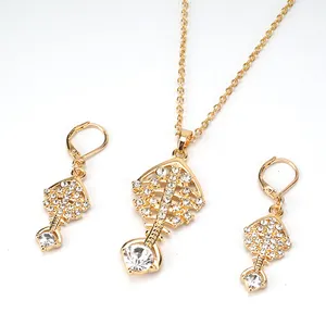 厂家直销供应美国钻石项链耳环饰品套装黄金花式时尚婚庆饰品套装