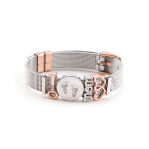 Bracelet à breloque en acier inoxydable pour femmes, cadeau de fête des mères, coulissant, 12 pièces - Product Image 1