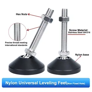 Non skid nivelamento pés aço inoxidável móveis ajuste pés nylon giratória pés ajustáveis m6 m8 m10 m12 m14 m16 m18 m20 m24